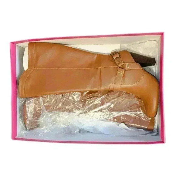 JustFab Afra Women's Knee High Boots Brown Size 8 Block Heel - Picture 6 of 8
